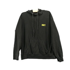 Obey Worldwide Men's End Hate Pullover Graphic Hoodie Sweatshirt Black Large